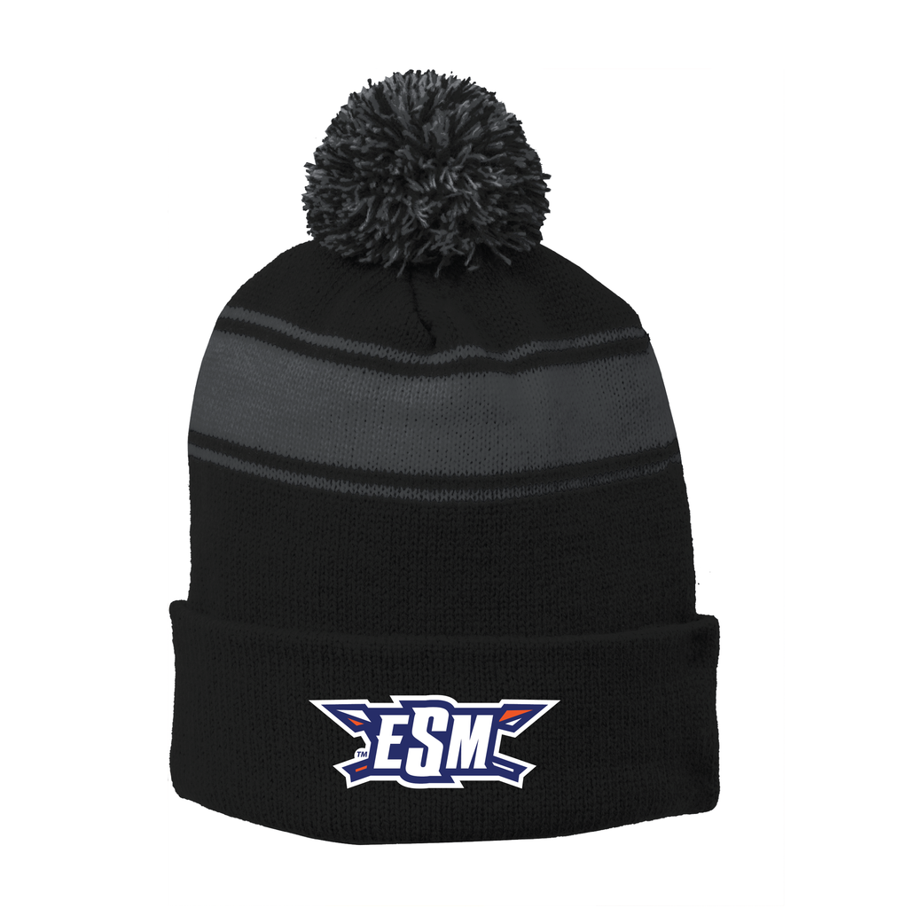 Sport-Tek® Stripe Pom Pom Beanie