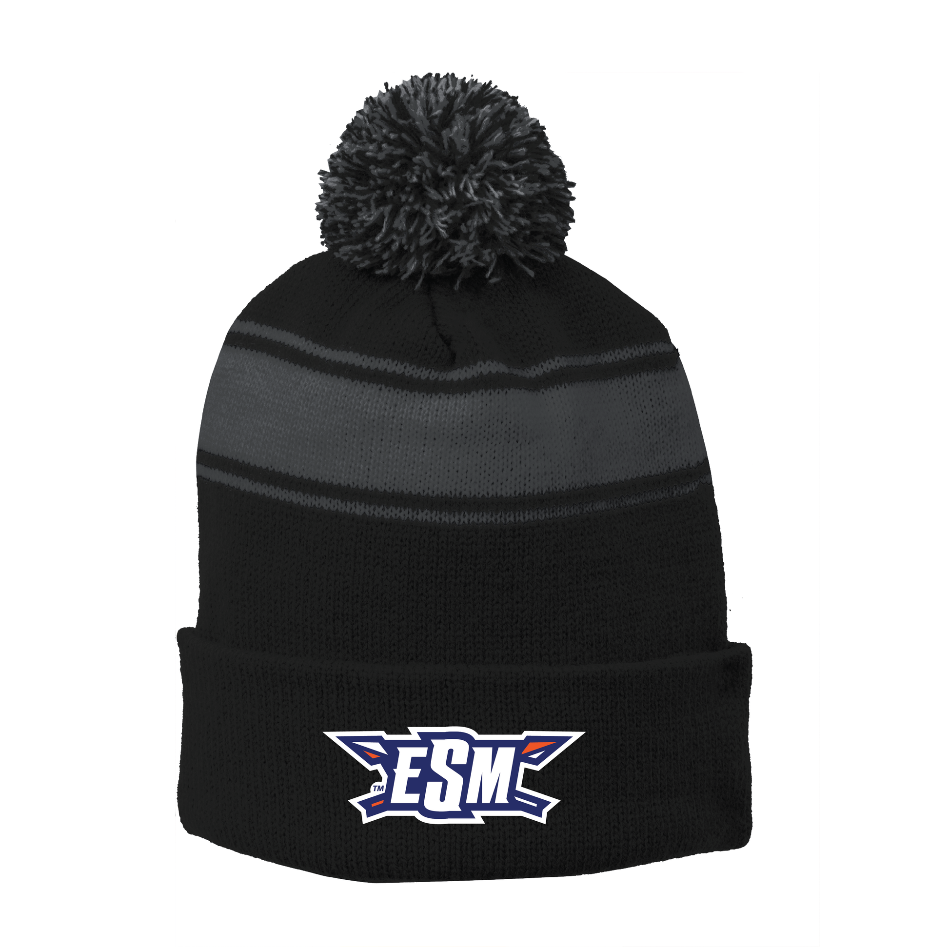 Sport-Tek® Stripe Pom Pom Beanie