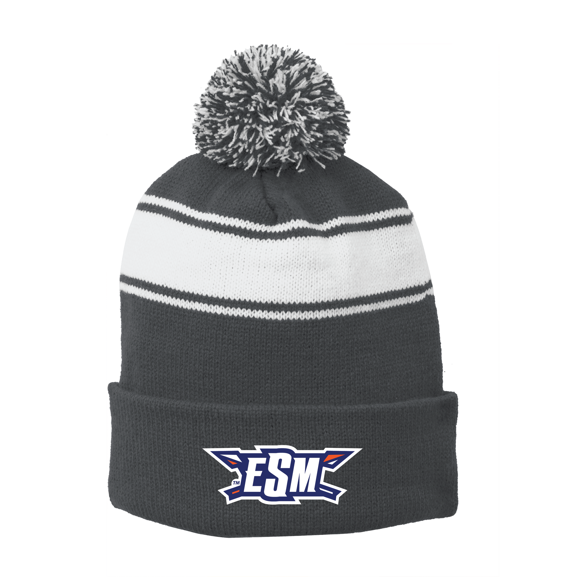 Sport-Tek® Stripe Pom Pom Beanie