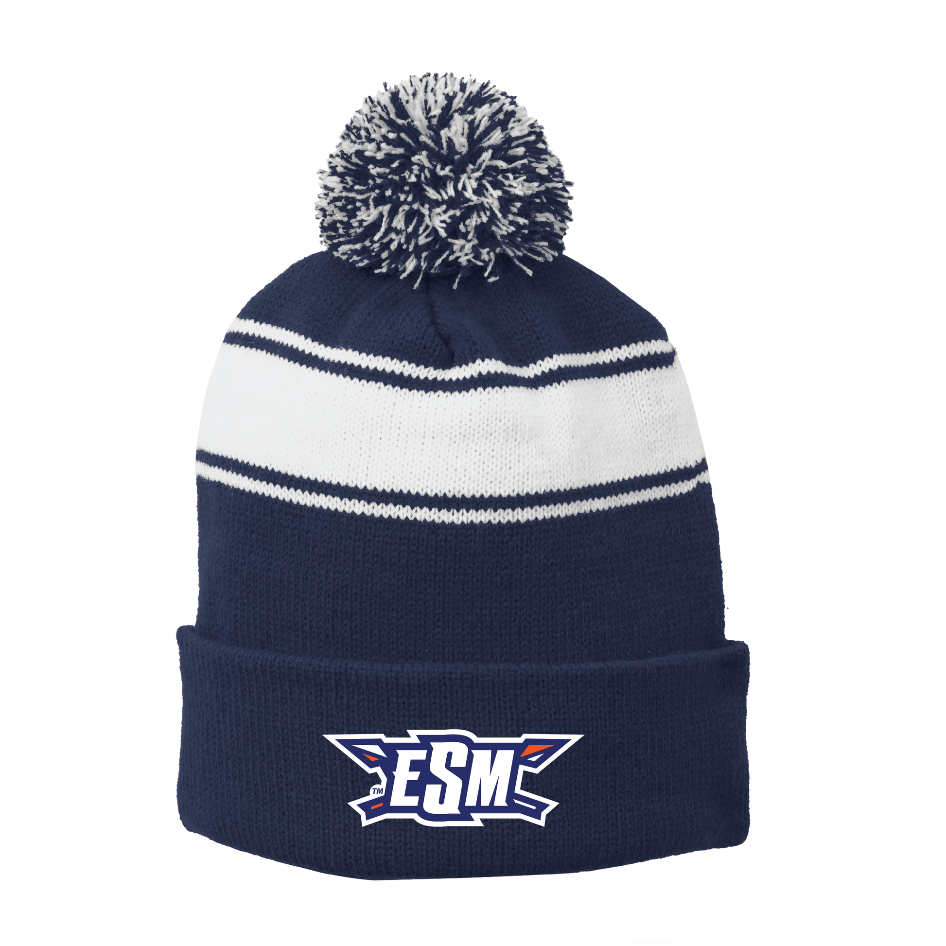 Sport-Tek® Stripe Pom Pom Beanie