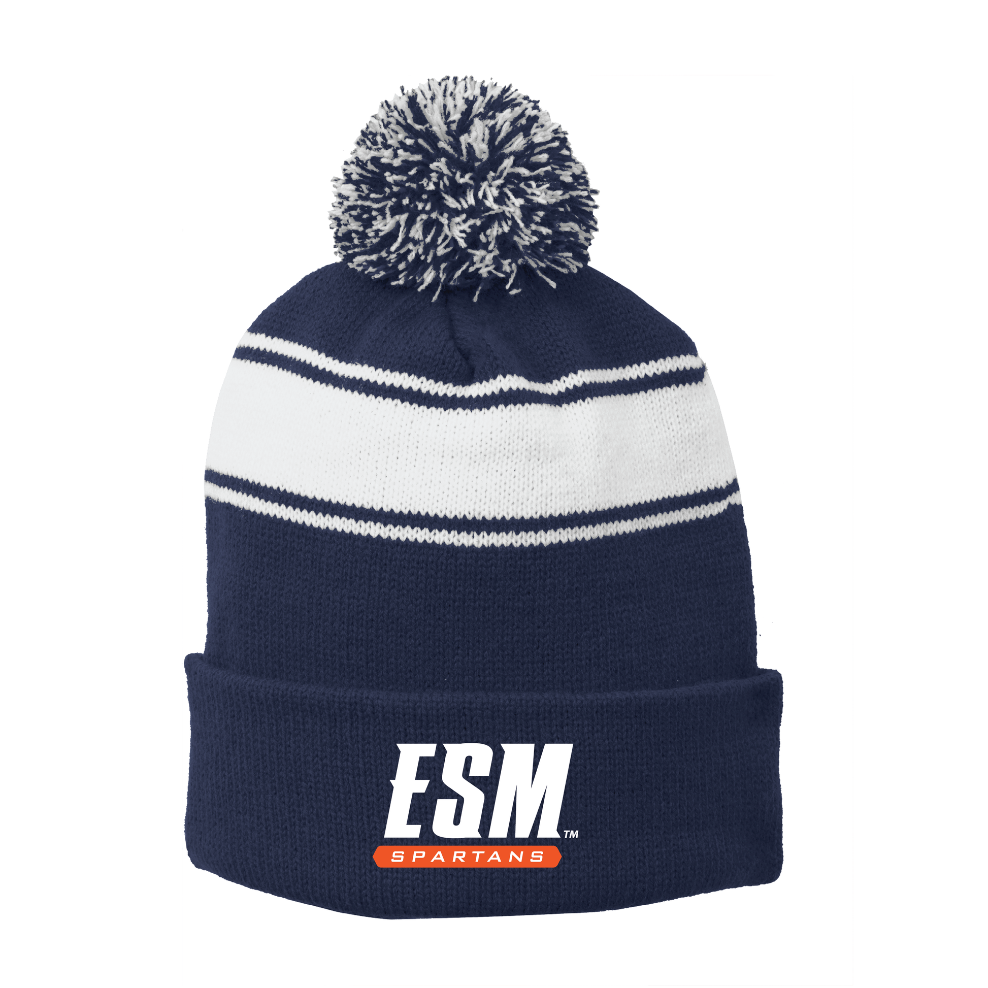 Sport-Tek® Stripe Pom Pom Beanie