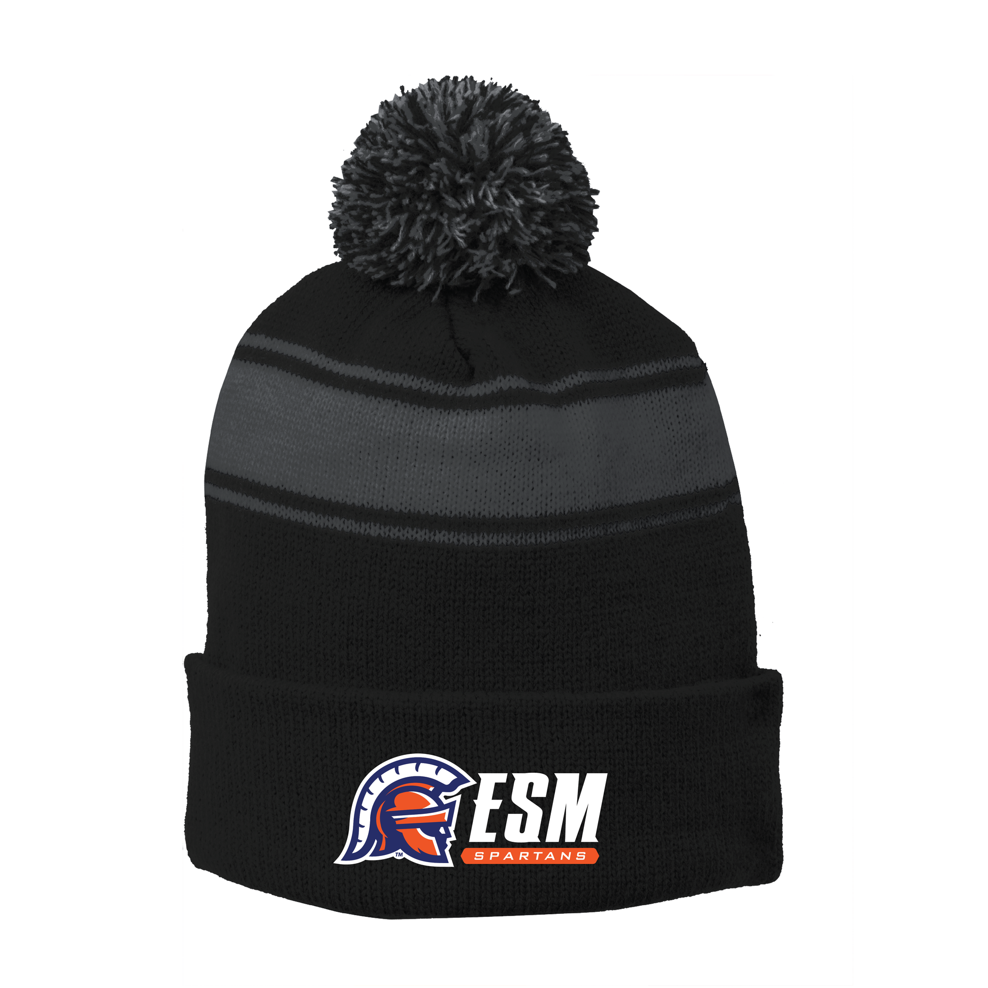 Sport-Tek® Stripe Pom Pom Beanie