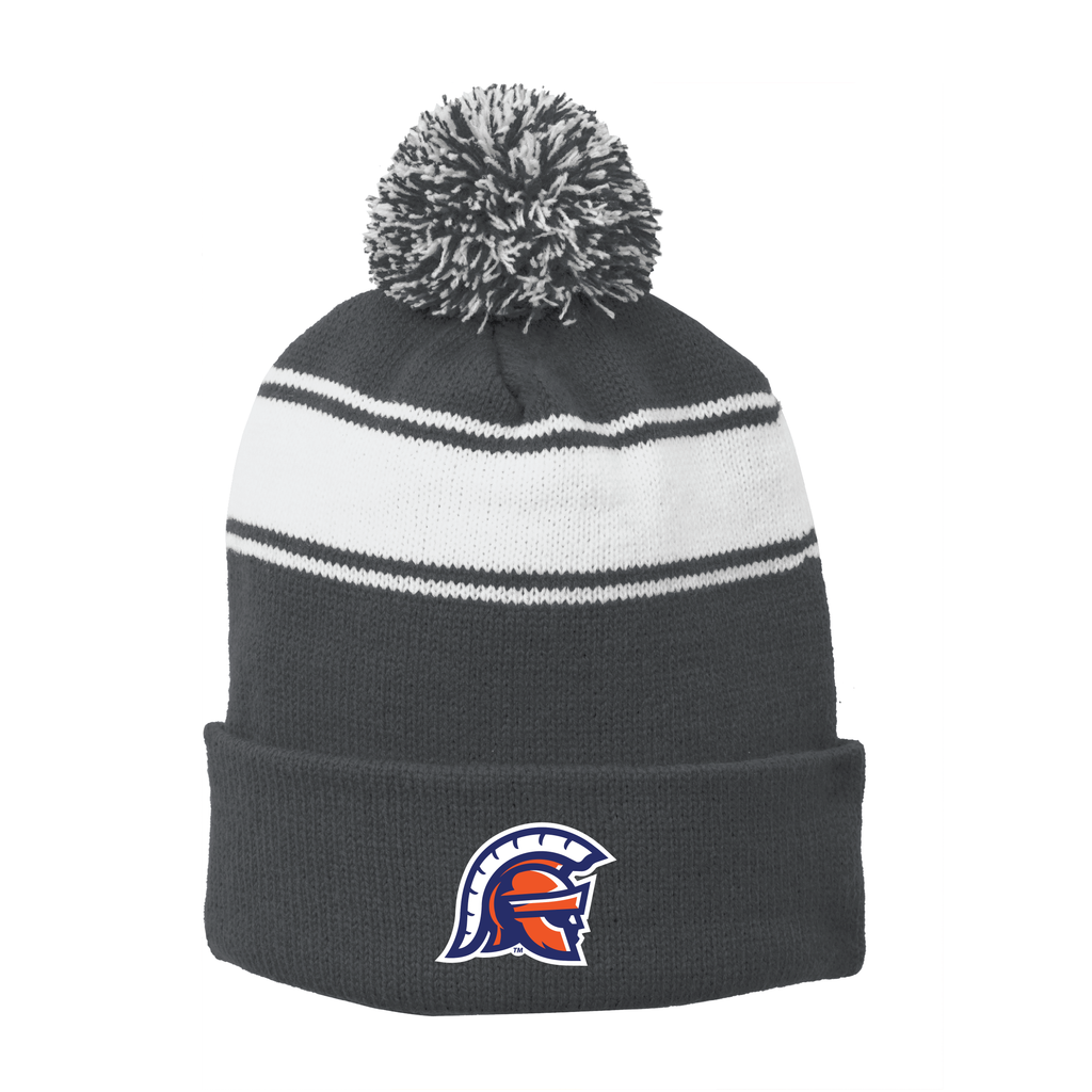 Sport-Tek® Stripe Pom Pom Beanie