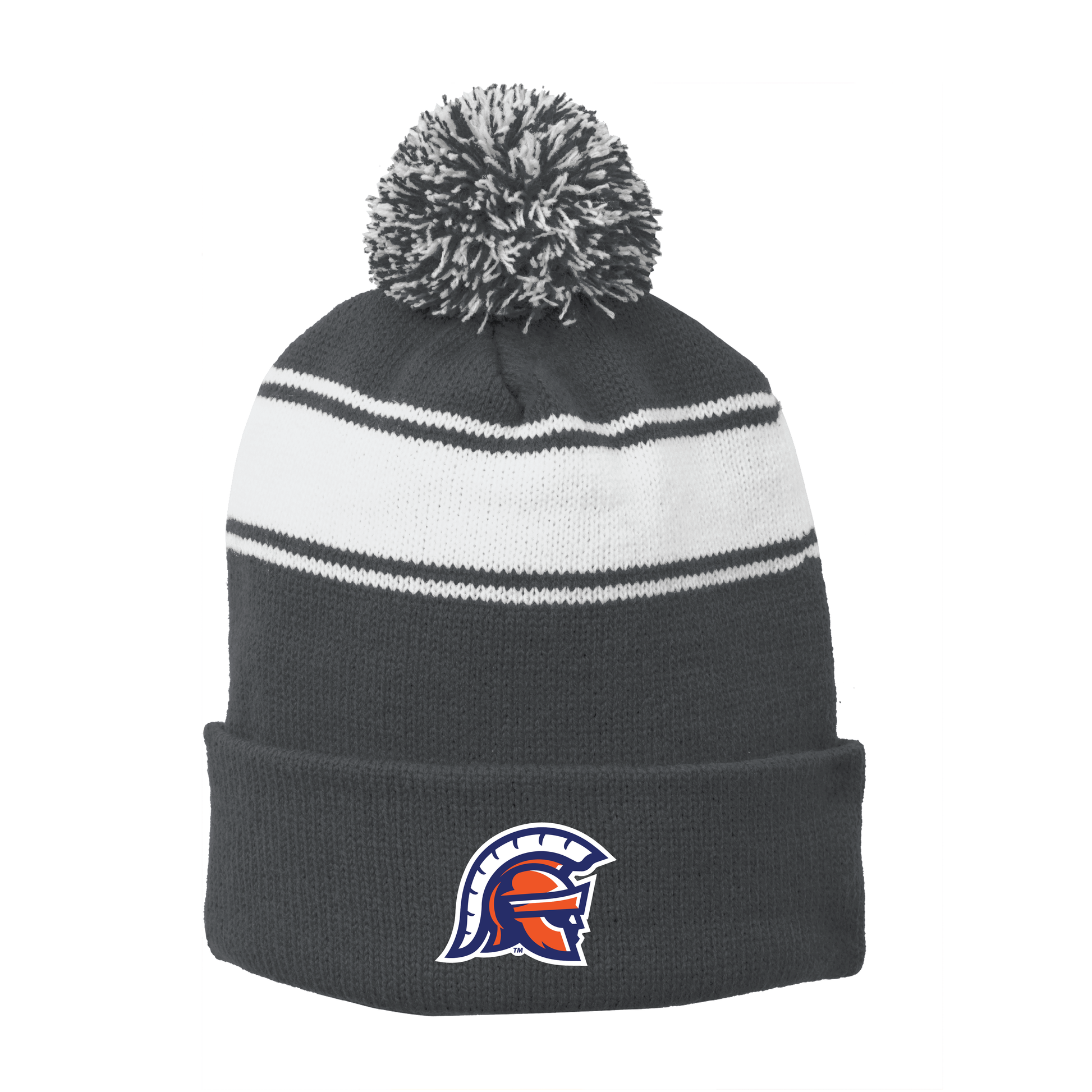 Sport-Tek® Stripe Pom Pom Beanie