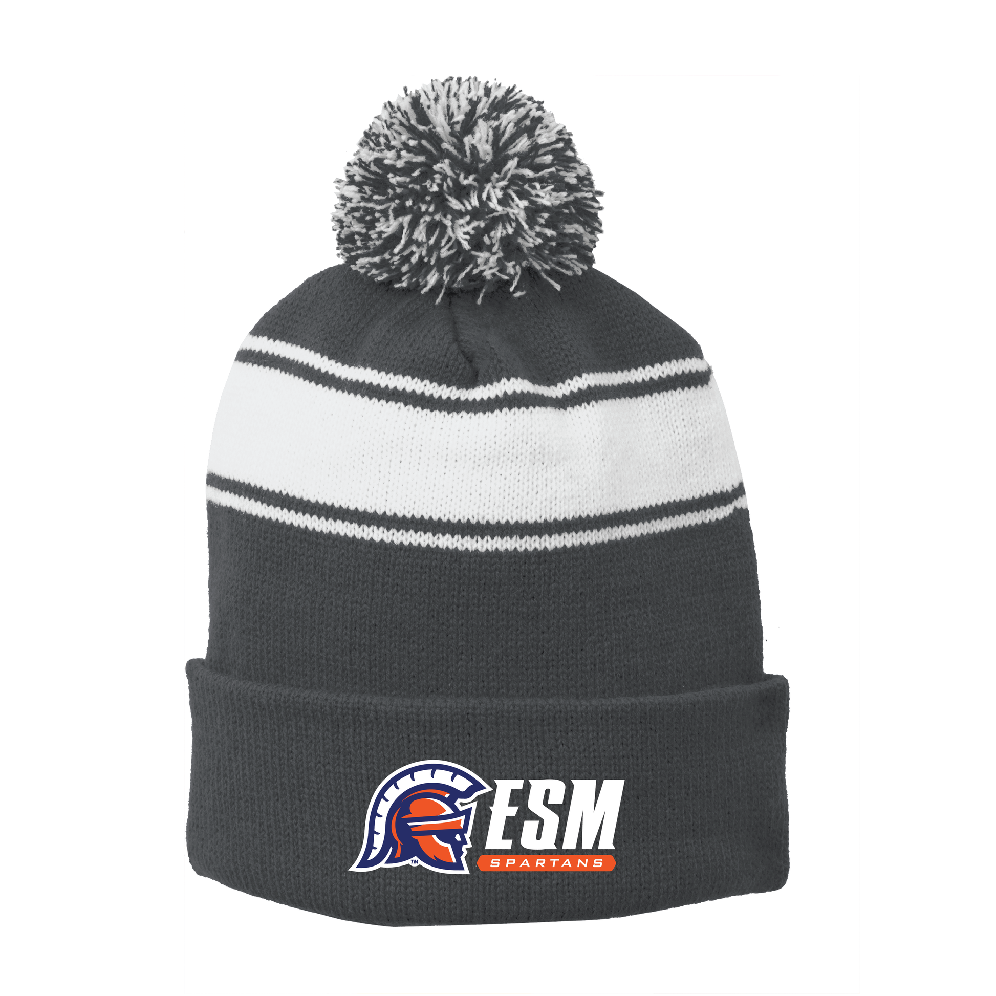 Sport-Tek® Stripe Pom Pom Beanie
