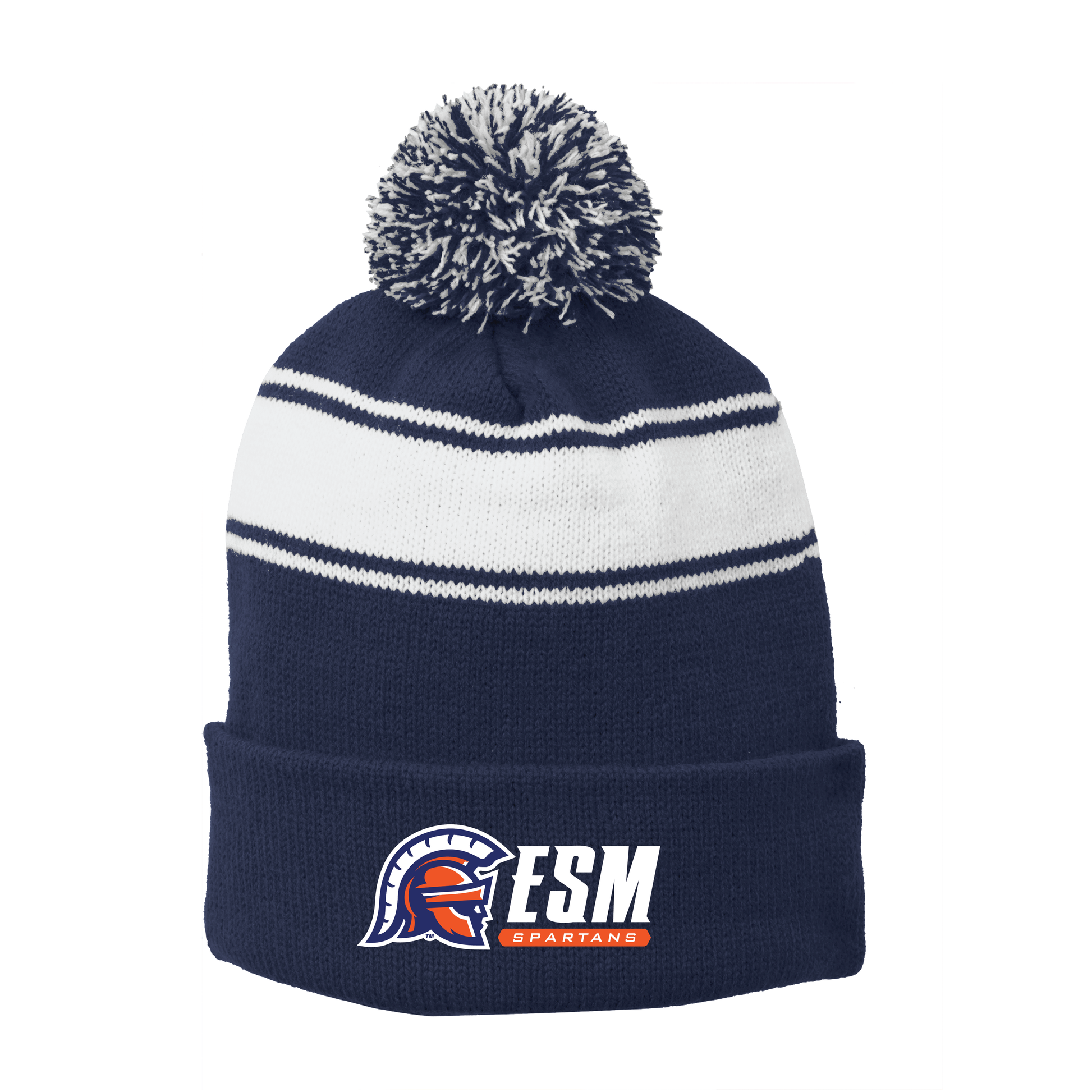 Sport-Tek® Stripe Pom Pom Beanie