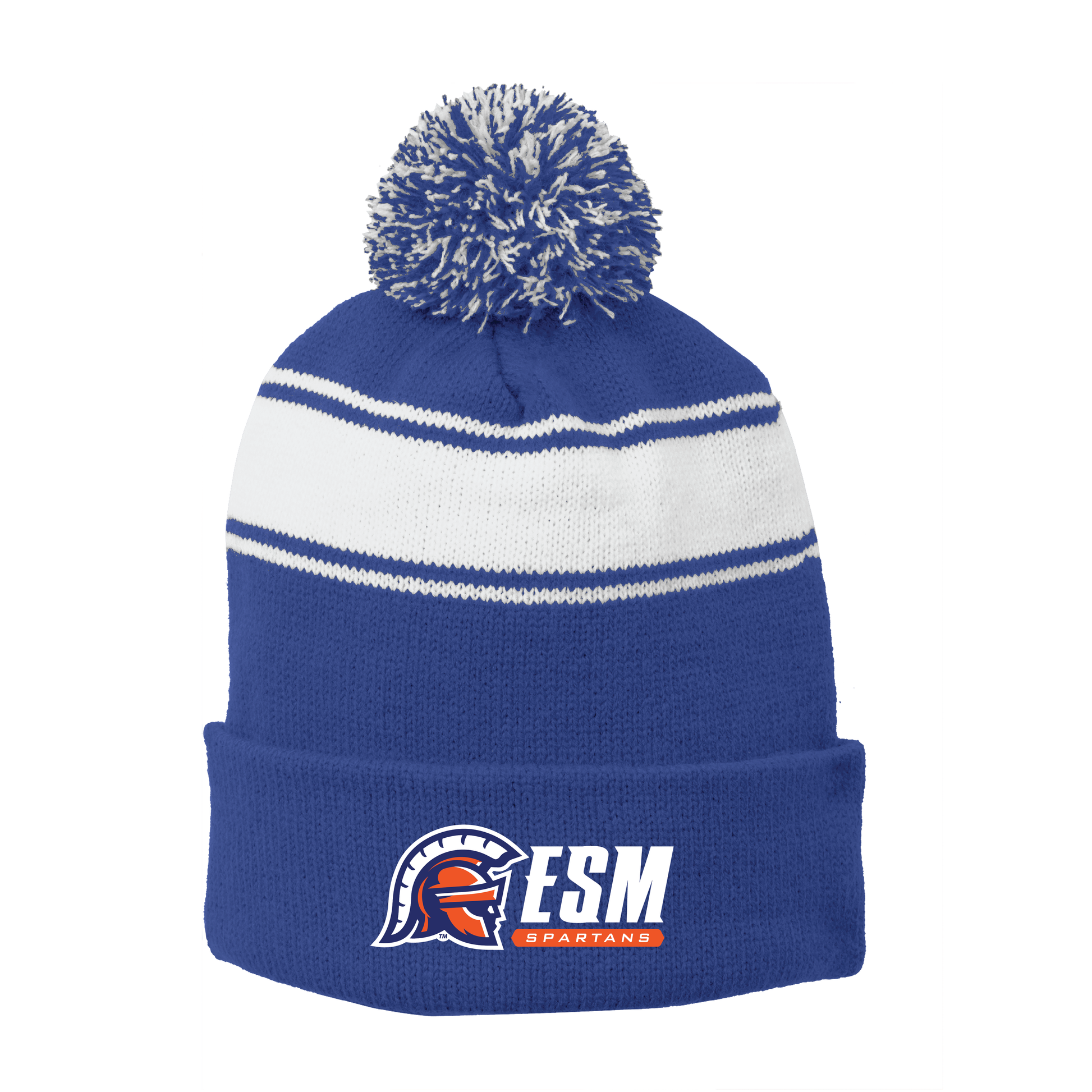 Sport-Tek® Stripe Pom Pom Beanie