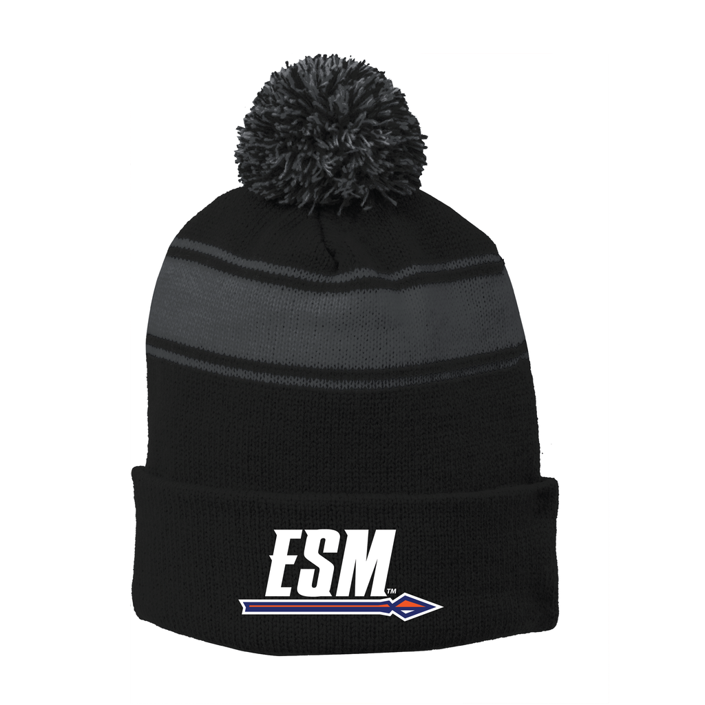 Sport-Tek® Stripe Pom Pom Beanie