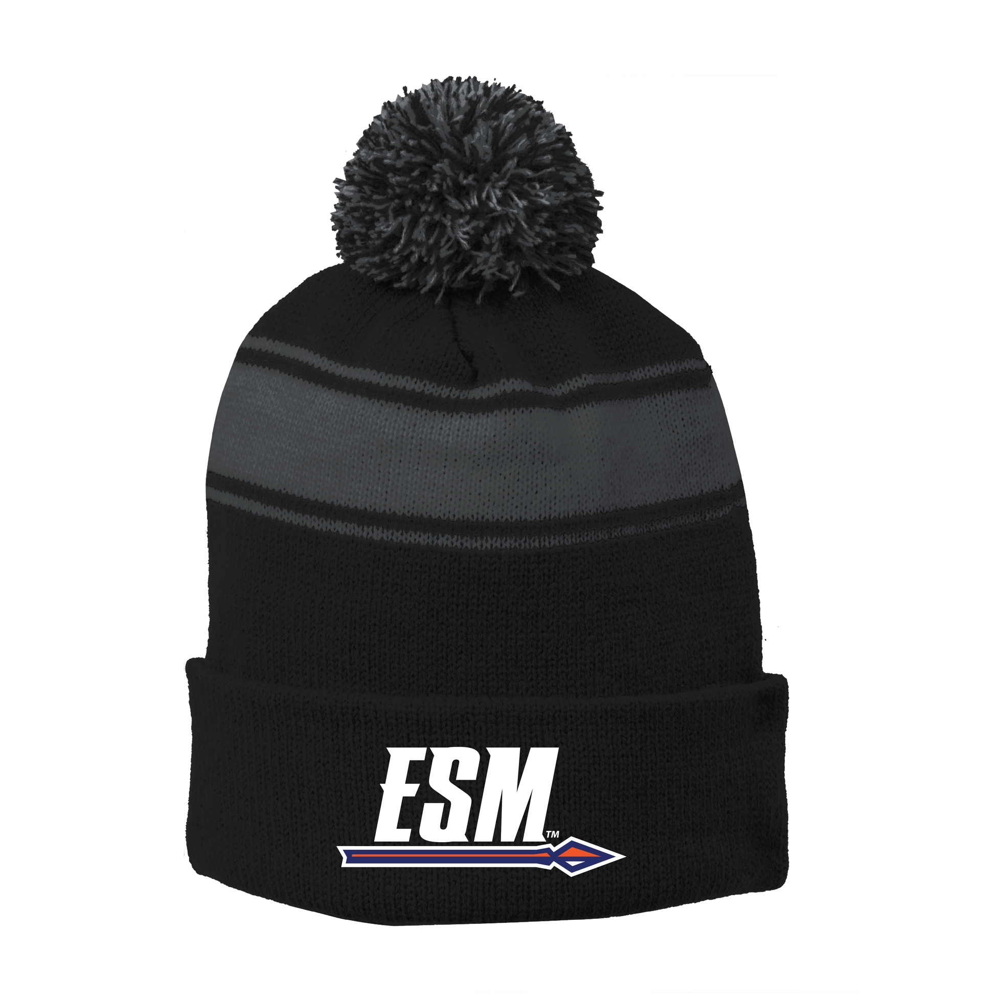 Sport-Tek® Stripe Pom Pom Beanie