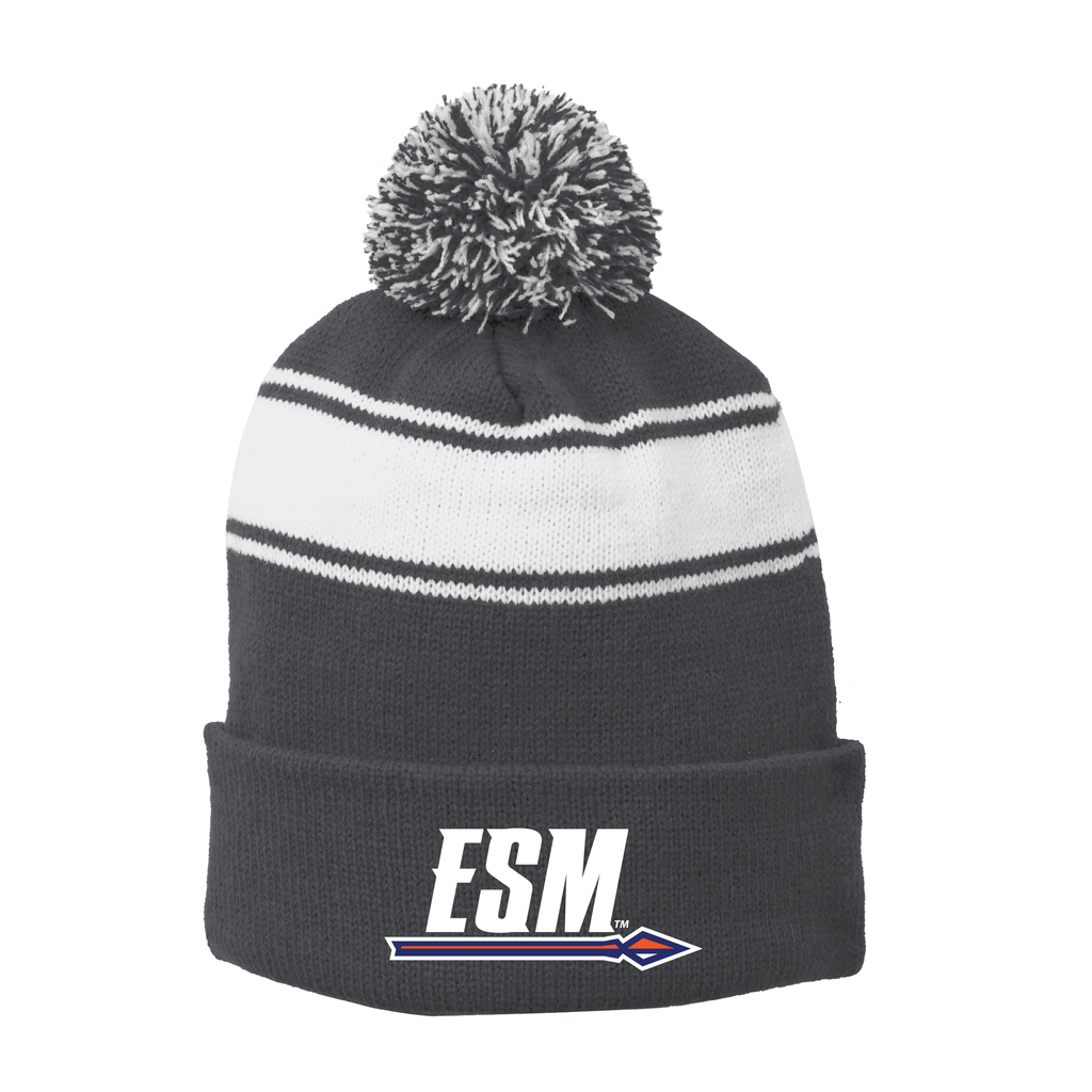 Sport-Tek® Stripe Pom Pom Beanie