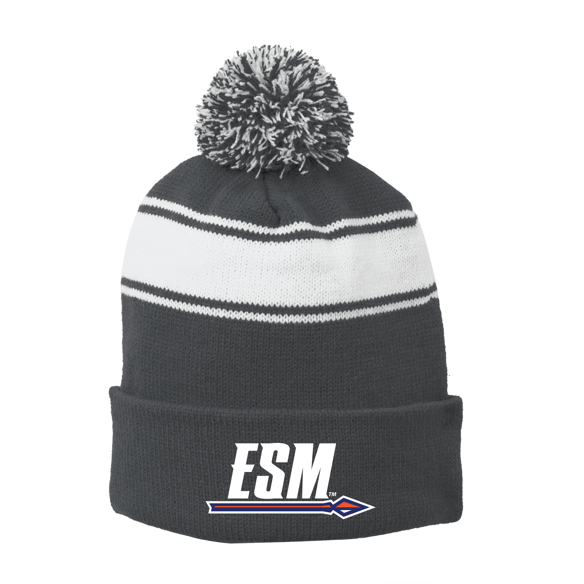 Sport-Tek® Stripe Pom Pom Beanie