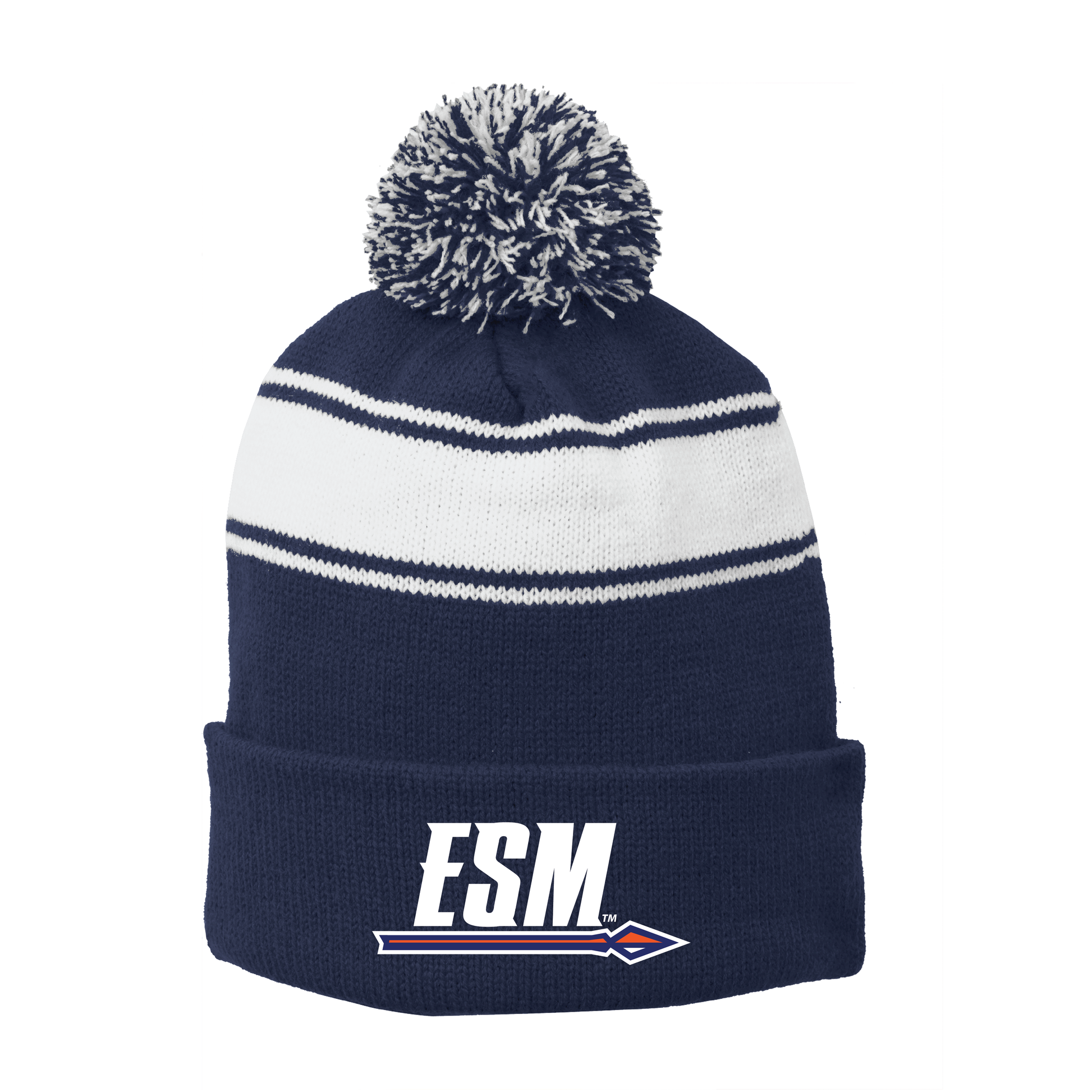 Sport-Tek® Stripe Pom Pom Beanie