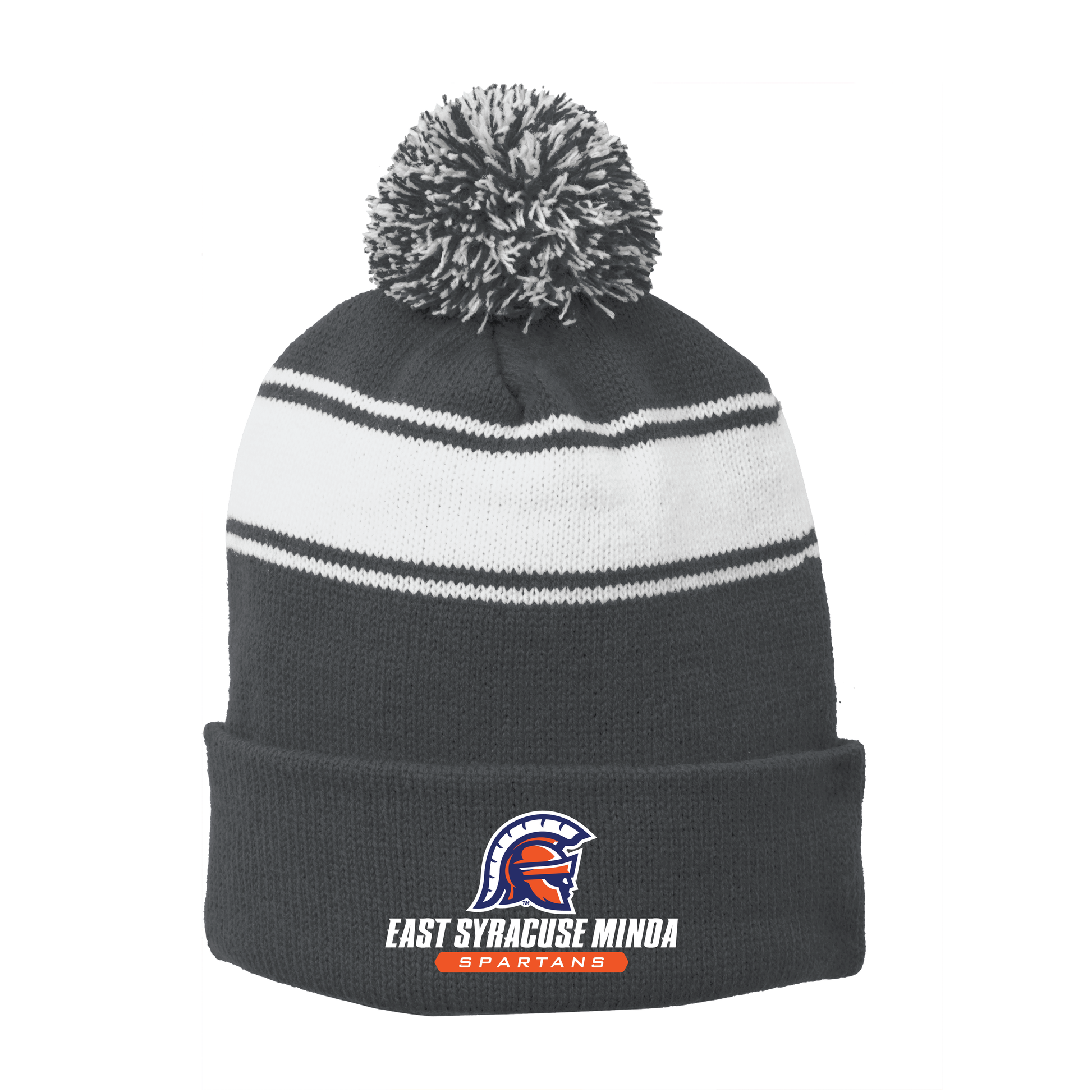 Sport-Tek® Stripe Pom Pom Beanie