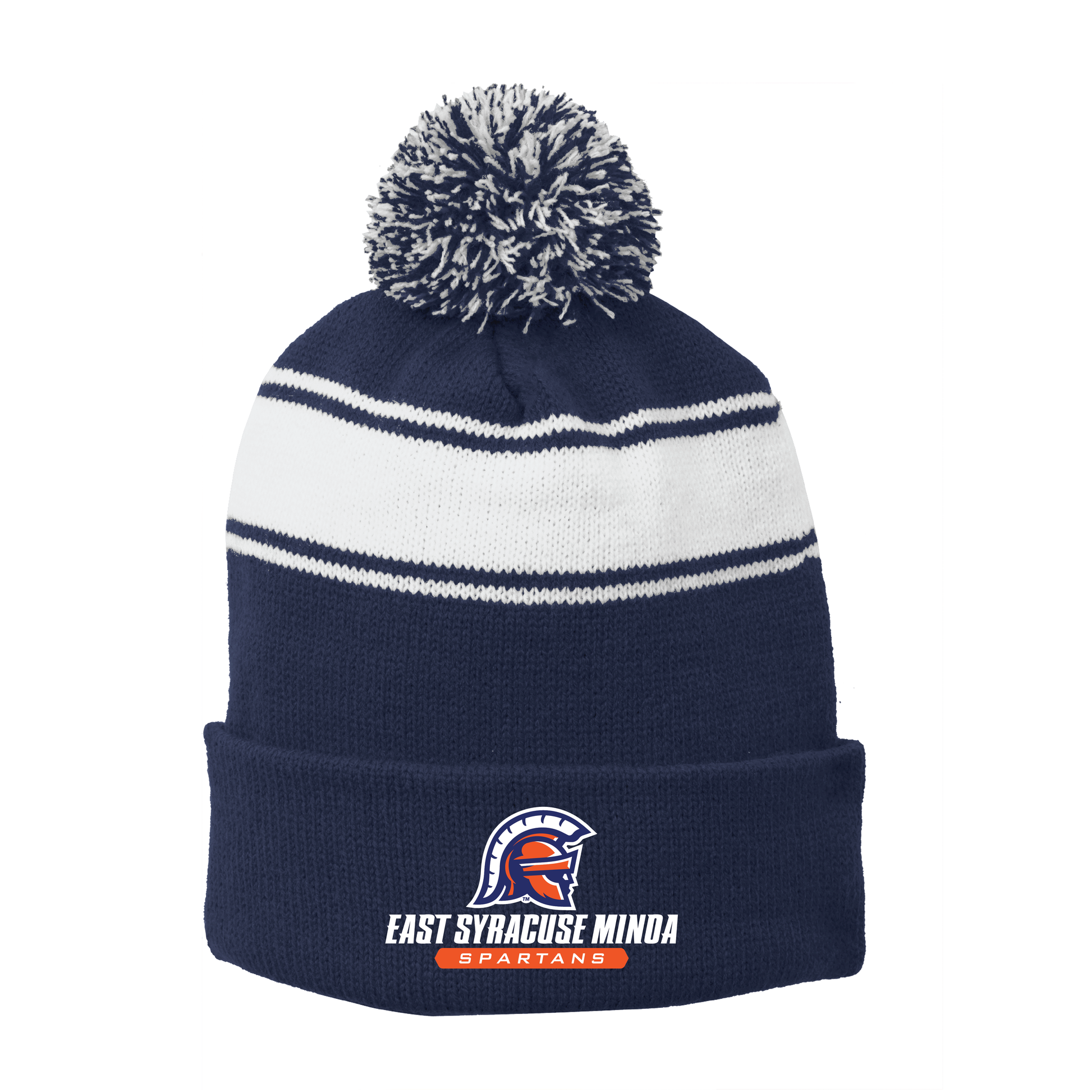 Sport-Tek® Stripe Pom Pom Beanie
