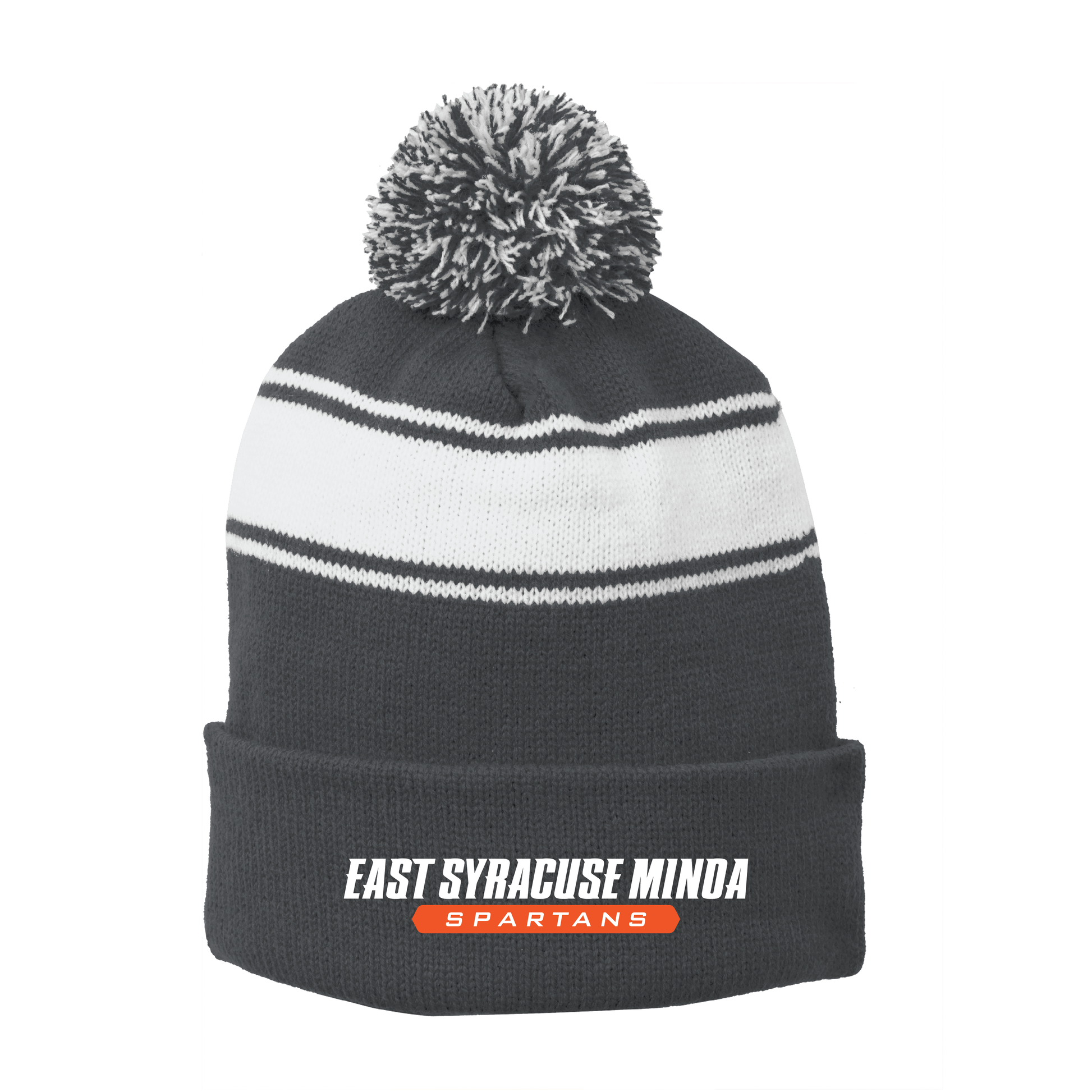 Sport-Tek® Stripe Pom Pom Beanie