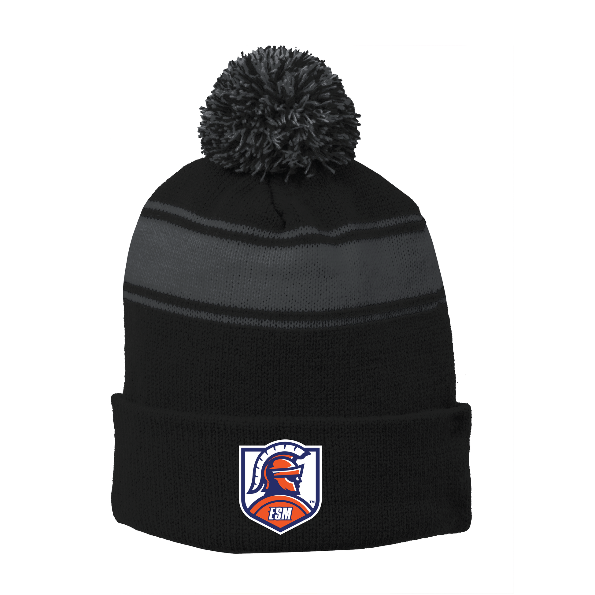 Sport-Tek® Stripe Pom Pom Beanie