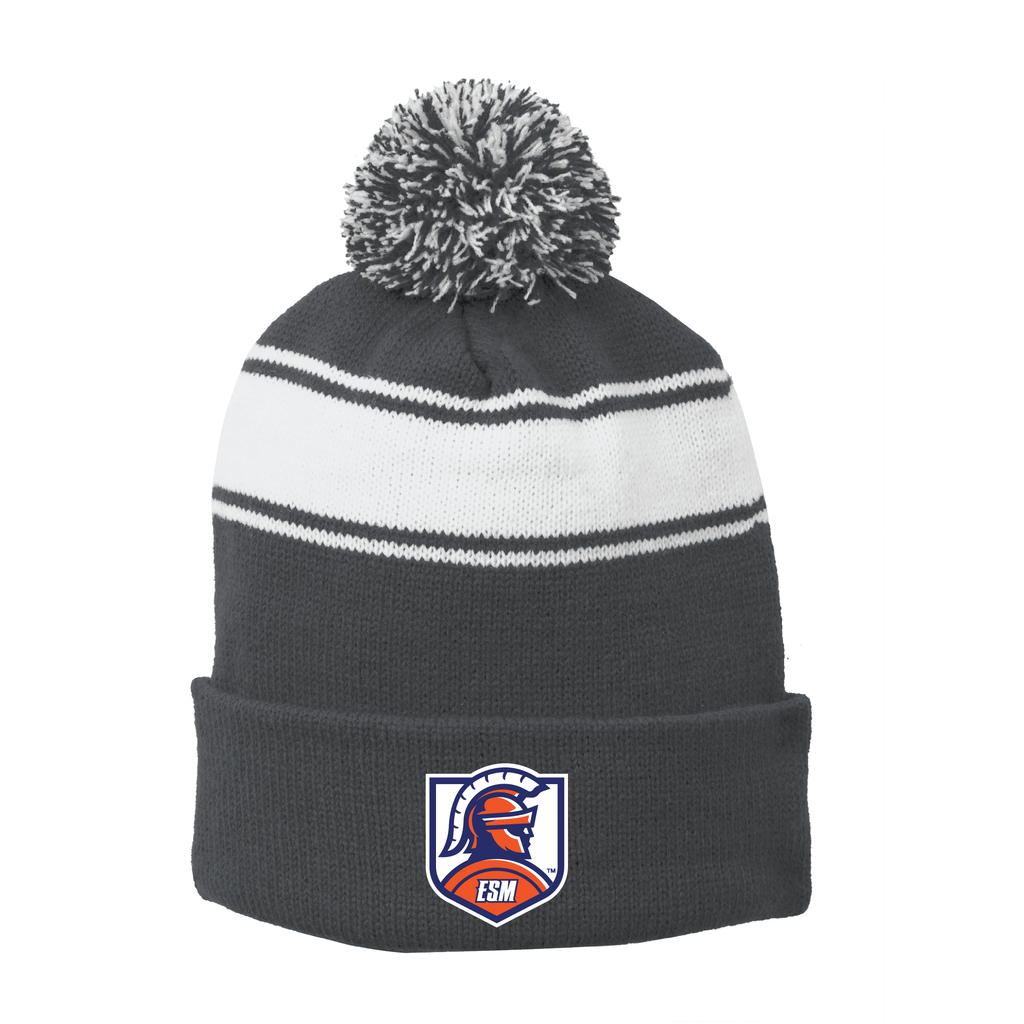 Sport-Tek® Stripe Pom Pom Beanie