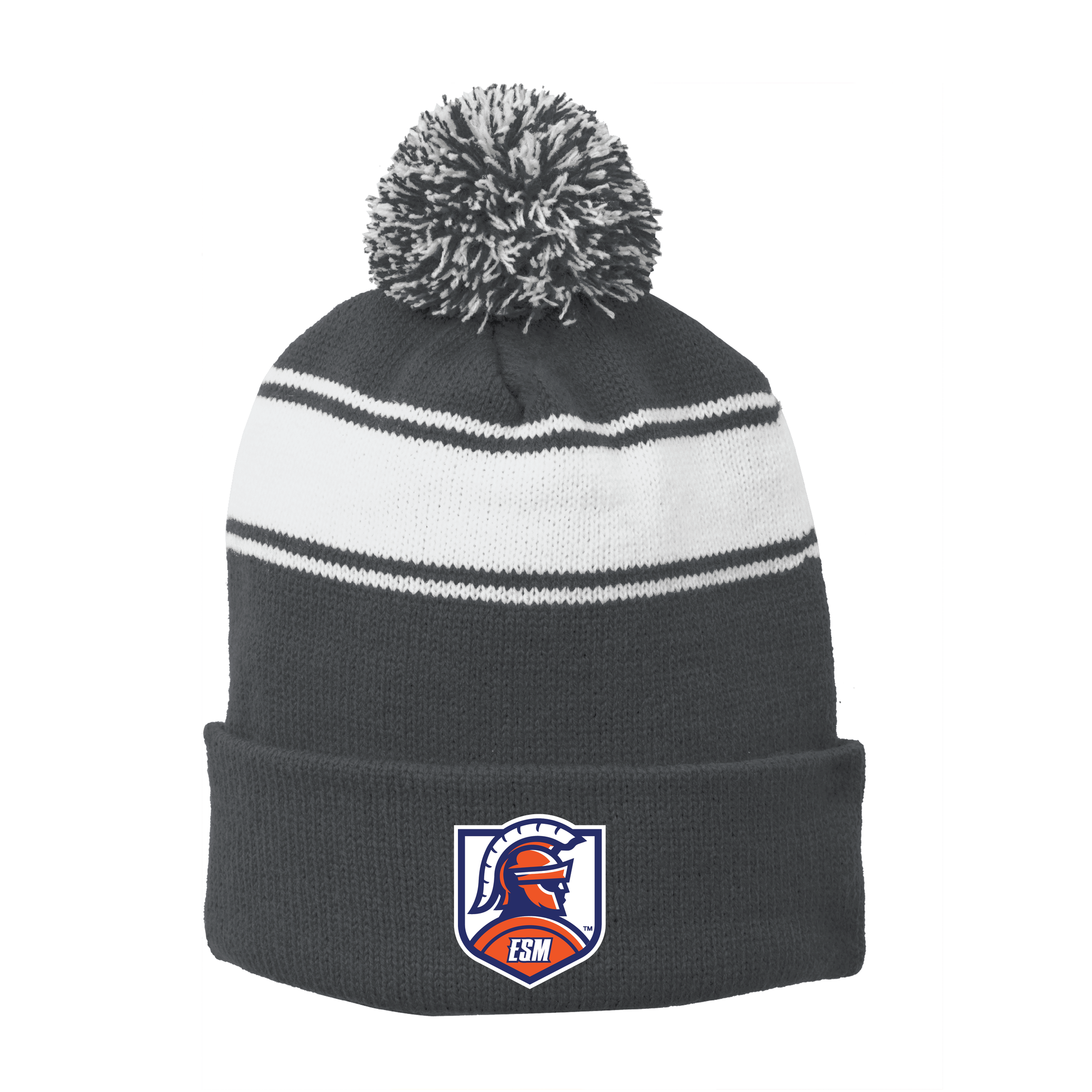 Sport-Tek® Stripe Pom Pom Beanie