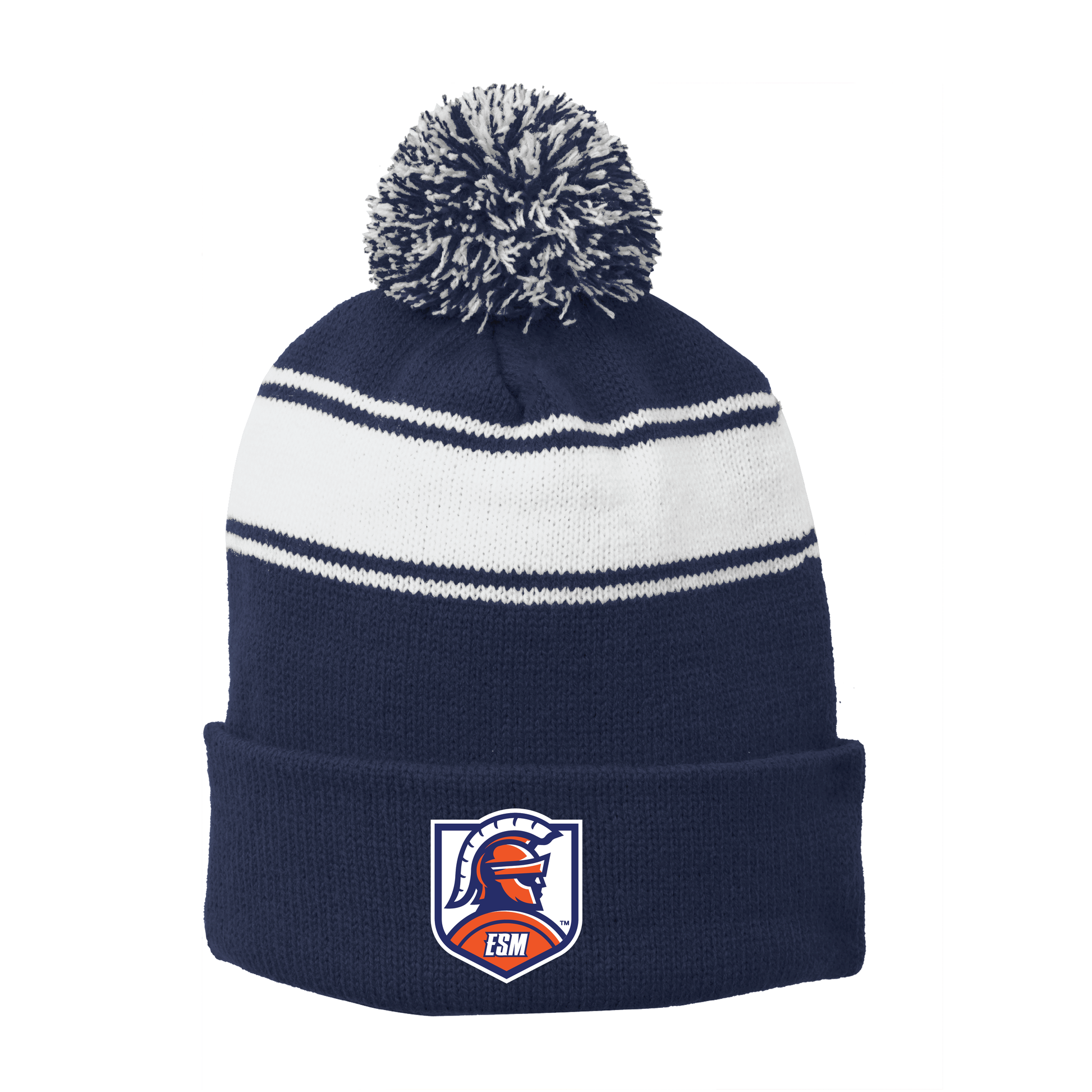 Sport-Tek® Stripe Pom Pom Beanie