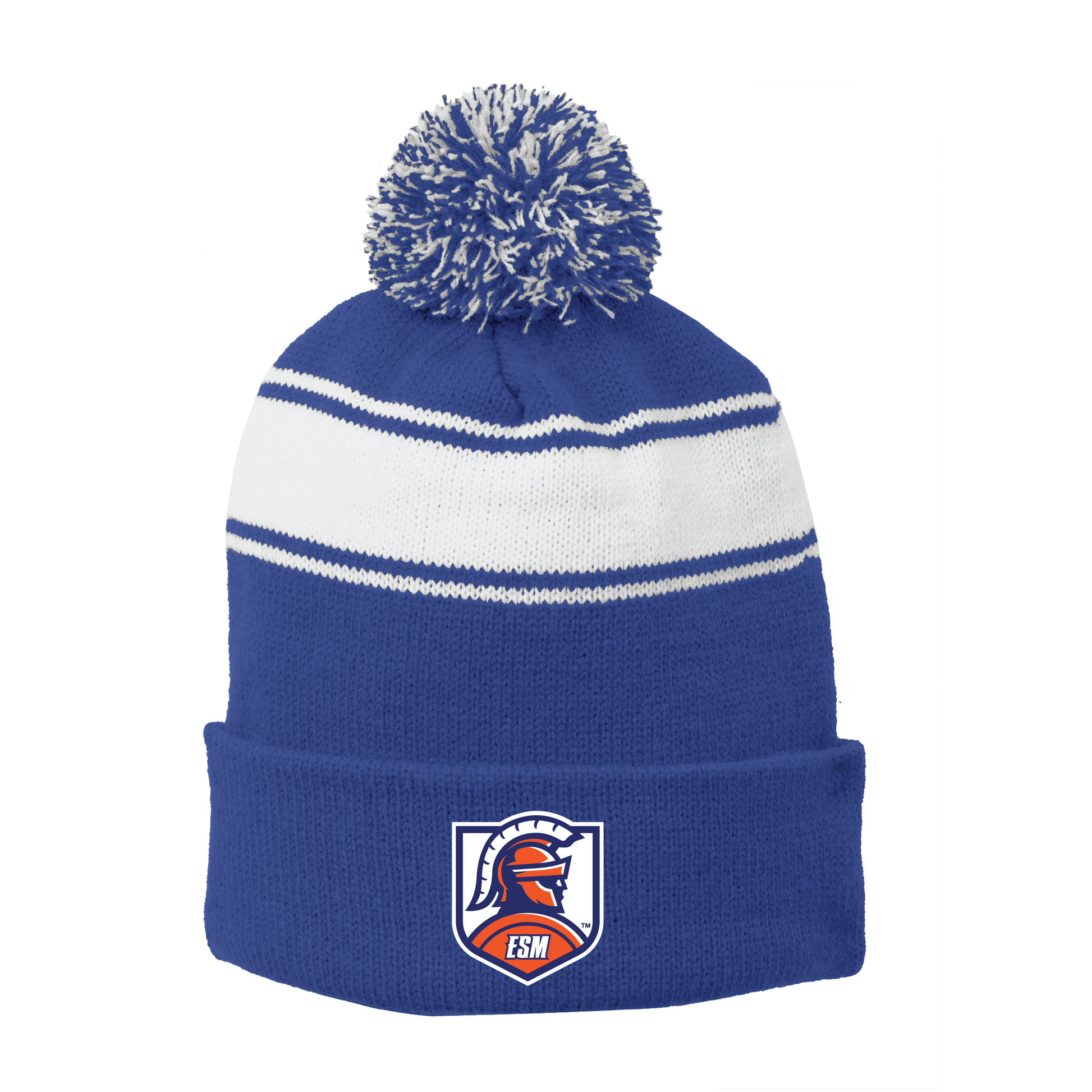 Sport-Tek® Stripe Pom Pom Beanie