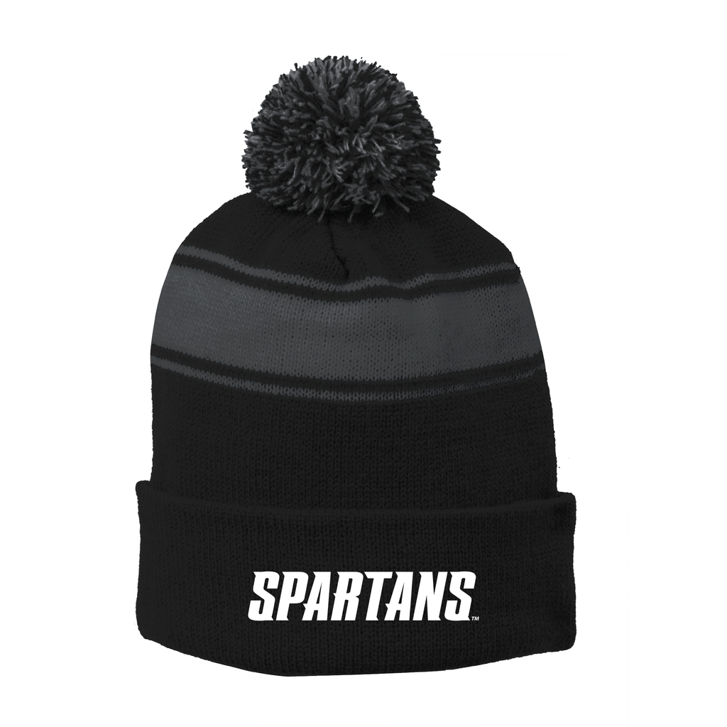 Sport-Tek® Stripe Pom Pom Beanie