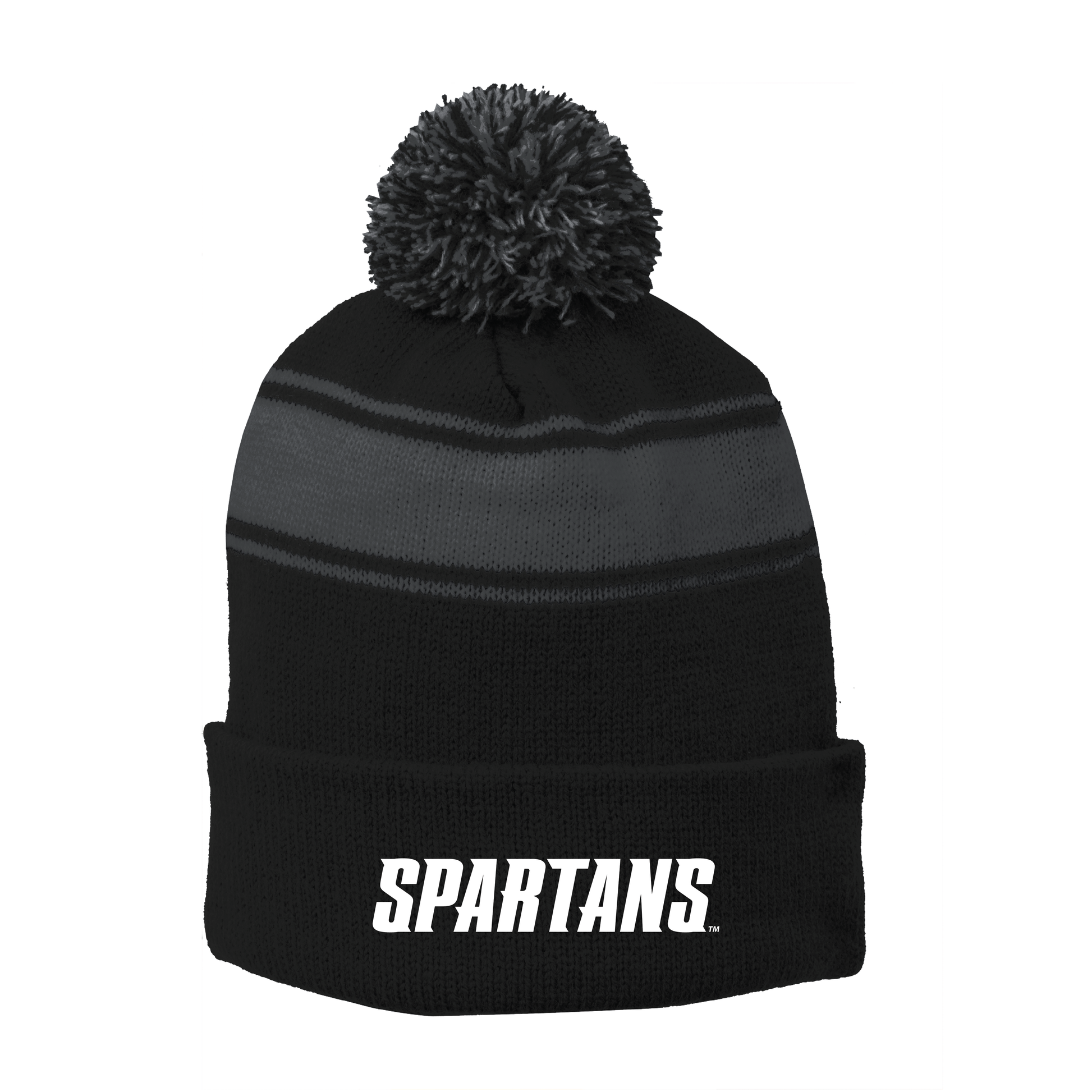 Sport-Tek® Stripe Pom Pom Beanie