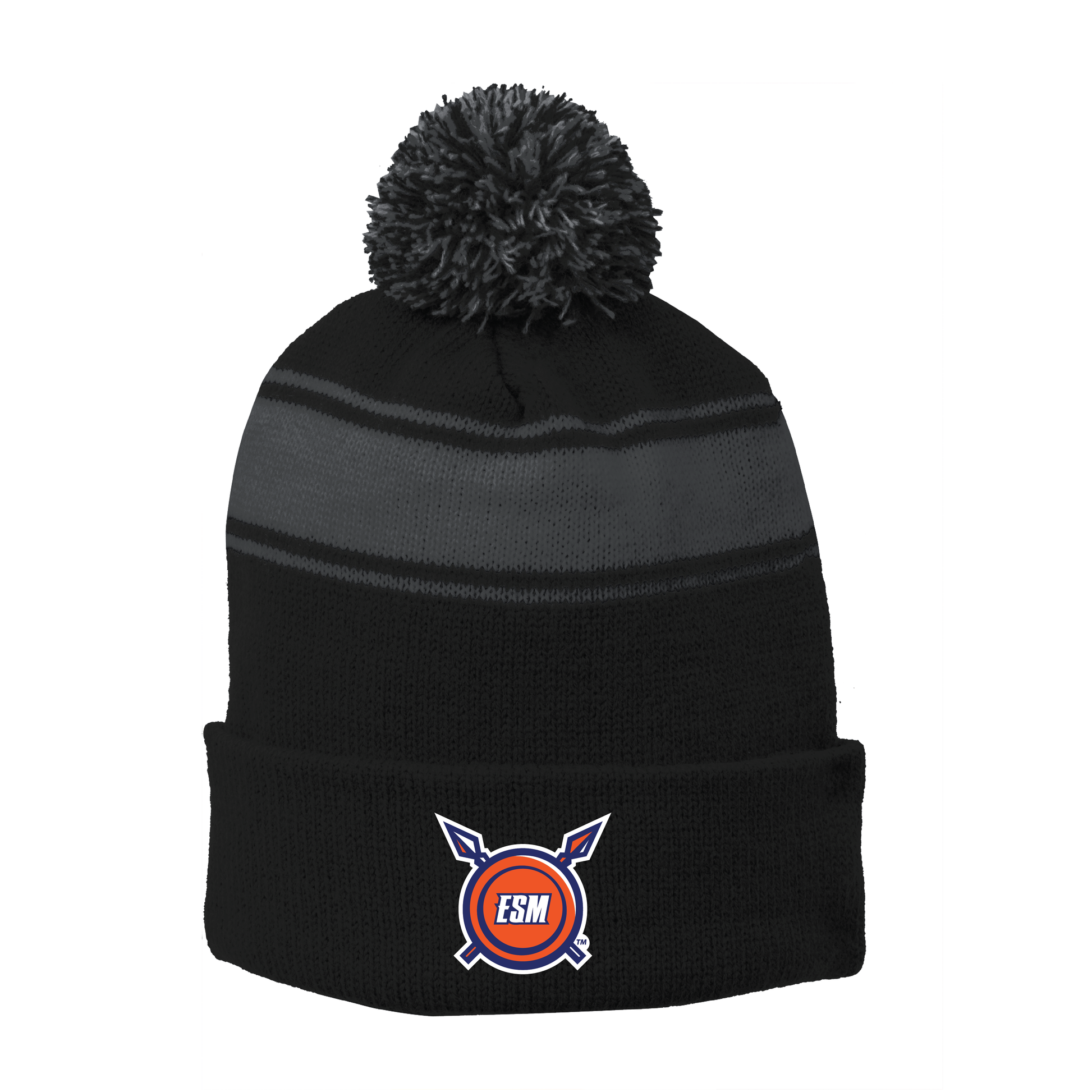 Sport-Tek® Stripe Pom Pom Beanie