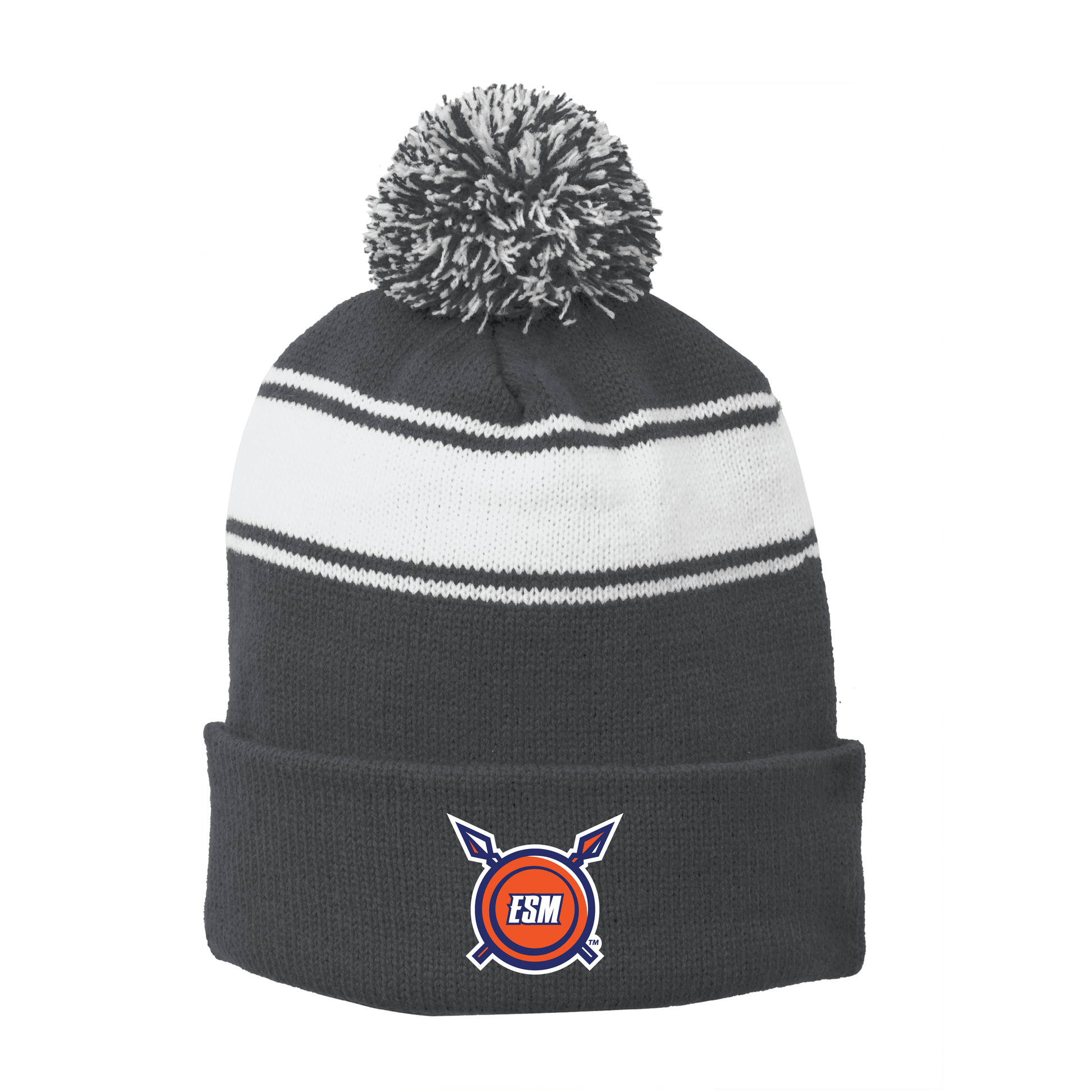 Sport-Tek® Stripe Pom Pom Beanie