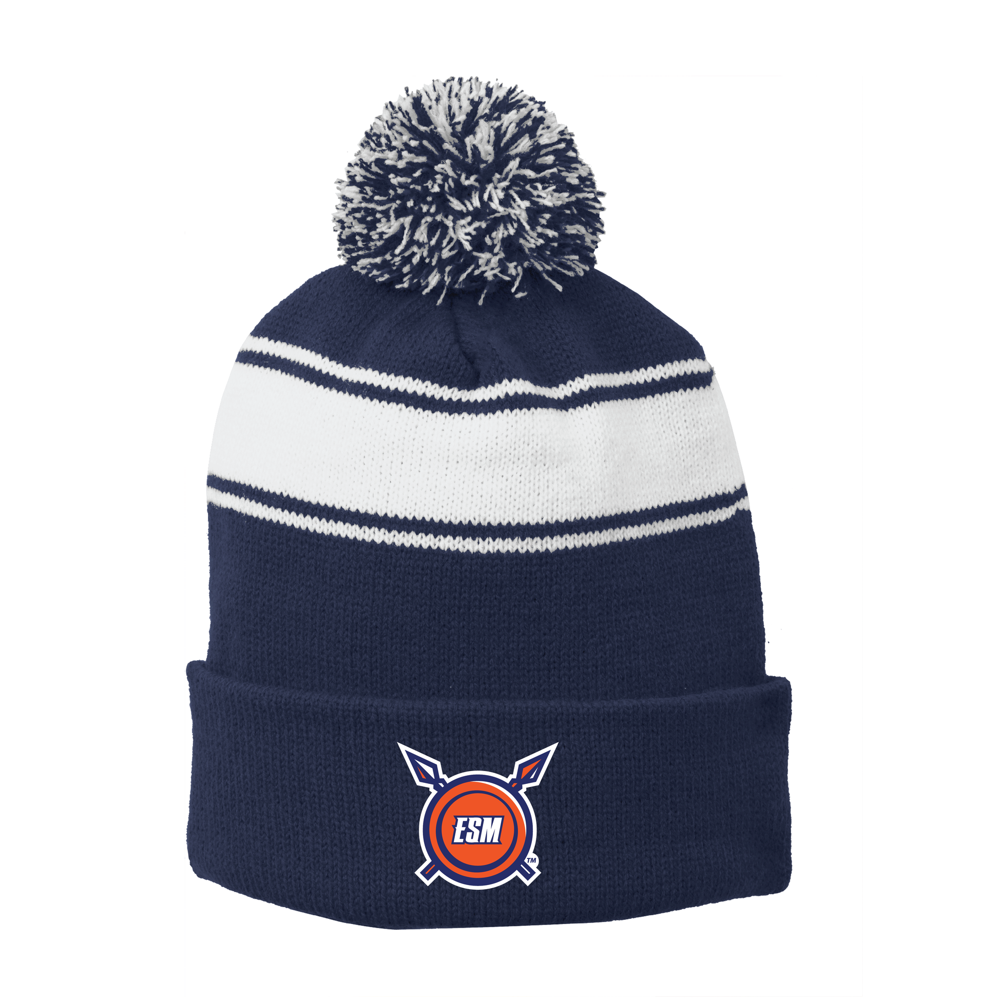 Sport-Tek® Stripe Pom Pom Beanie